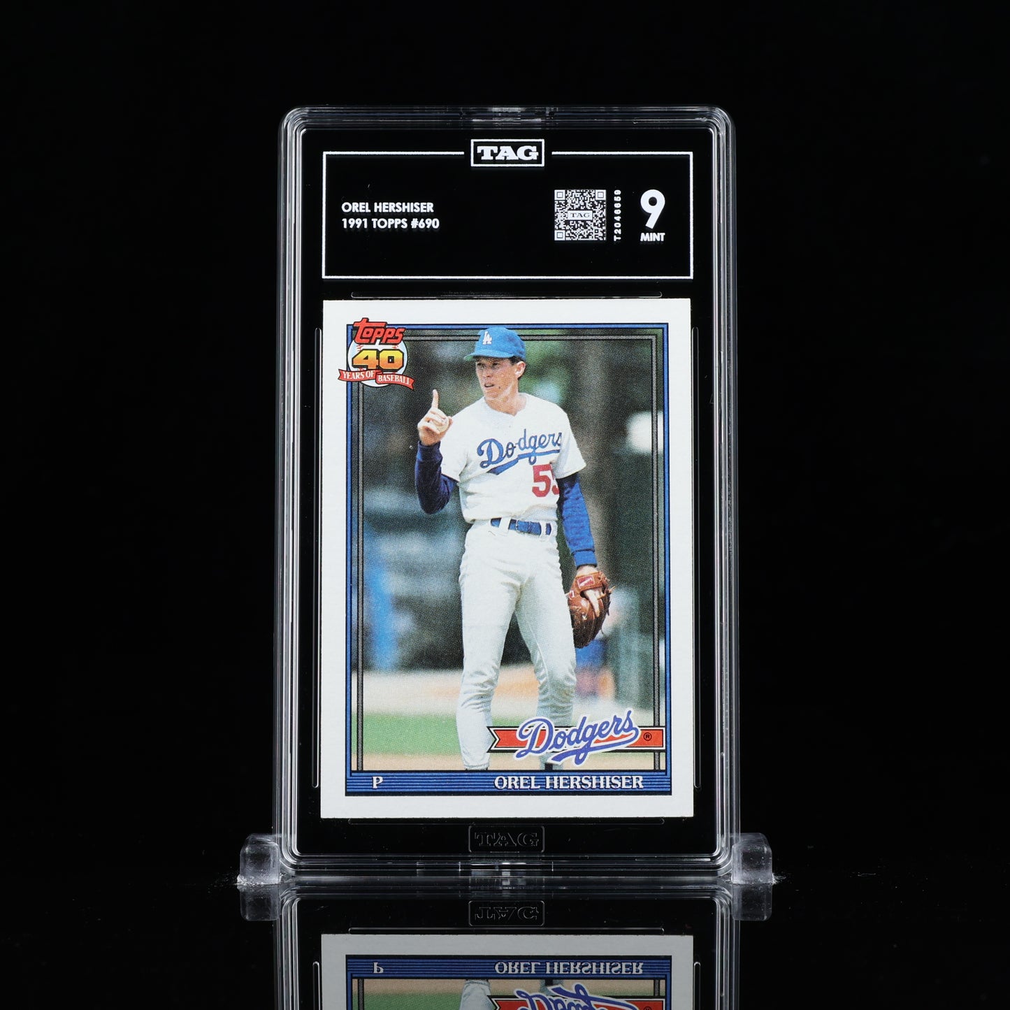 Orel Hershiser  1991 Topps #690 HOF MVP TAG 9 MINT T2046659 fresh slab pop 1