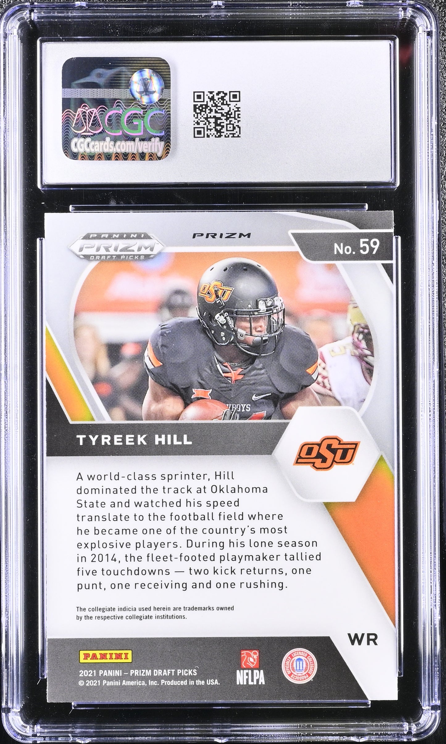 Tyreek Hill 2021 Panini Prizm Draft Picks #59 CGC 9