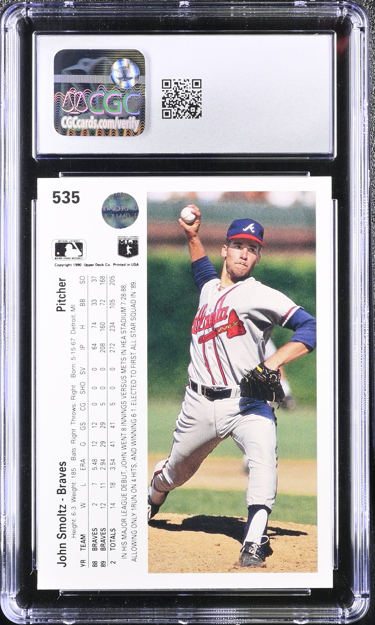 John Smoltz 1990 Upper Deck #535 CGC 10