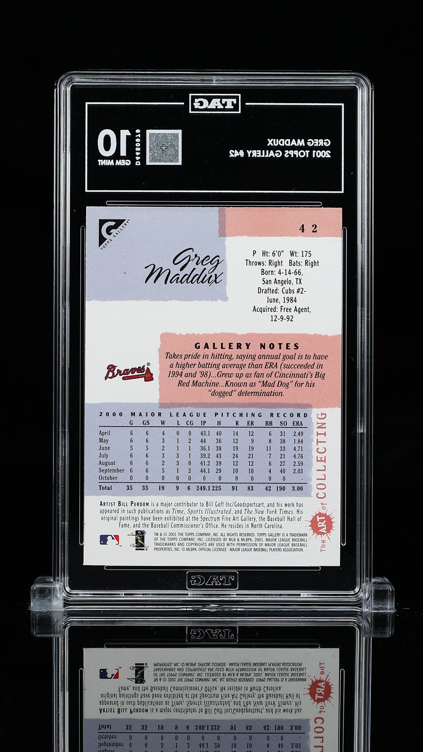 Greg Maddux Topps Gallery #42 TAG 10