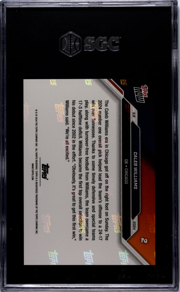 Caleb Williams 2024 Topps Now #2 Rookie SGC 10