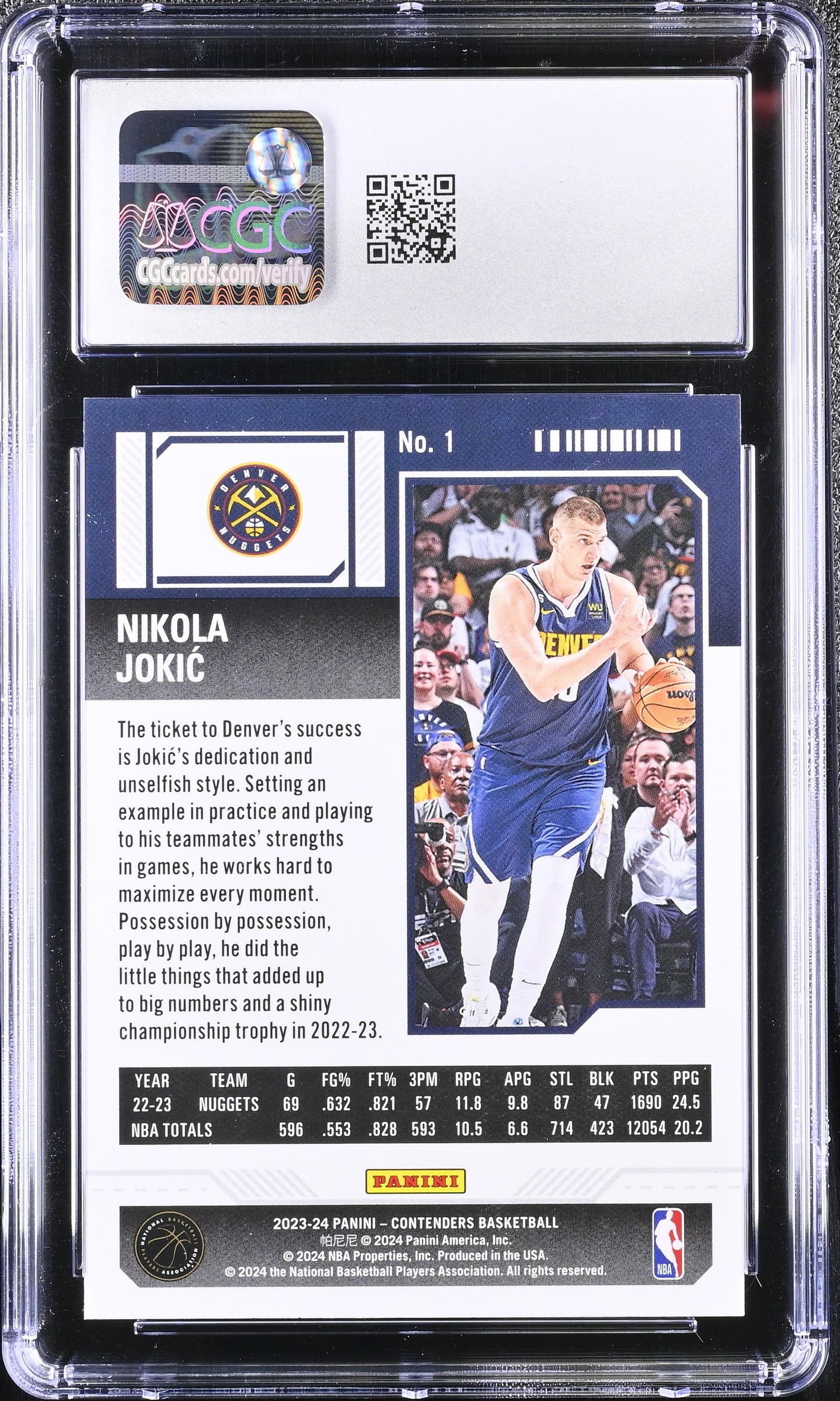 Nikola Jokic 2023-24 Panini Contenders #1 CGC 10