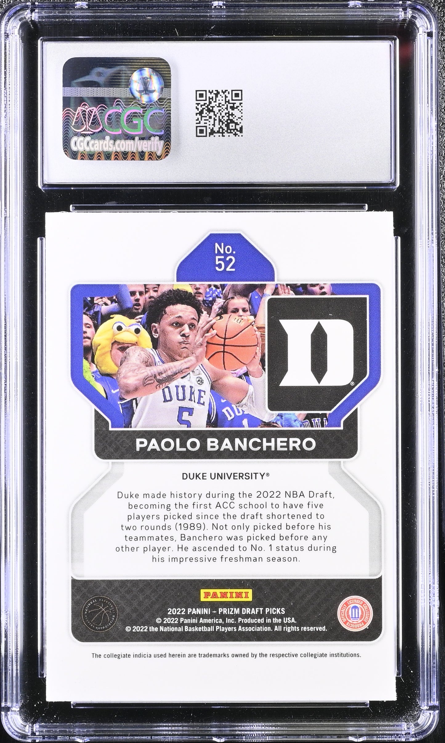 Paolo Banchero 2022 Panini Prizm Draft Picks #52 Rookie CGC 9