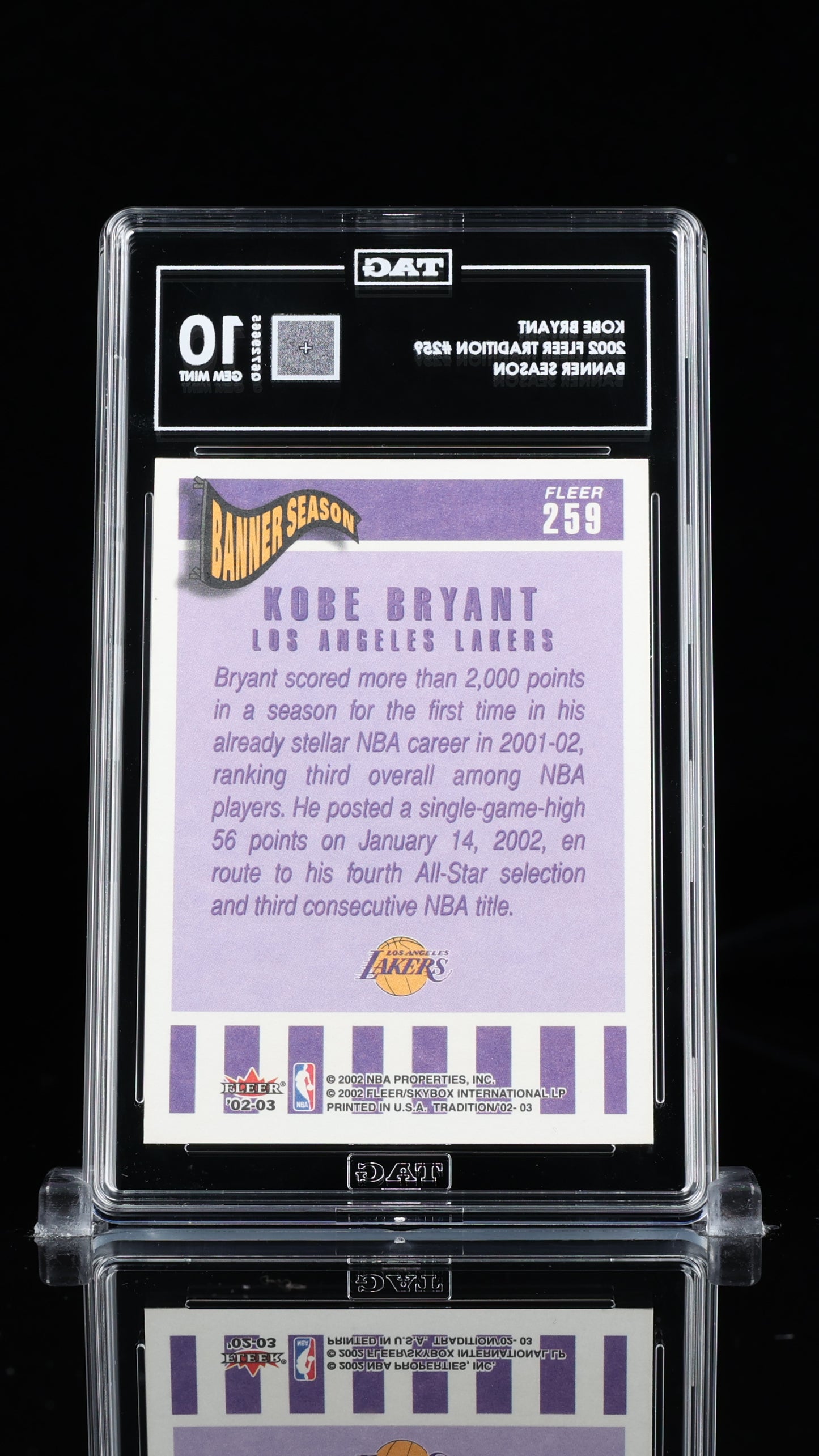 Kobe Bryant Fleer Tradition #259 TAG 10