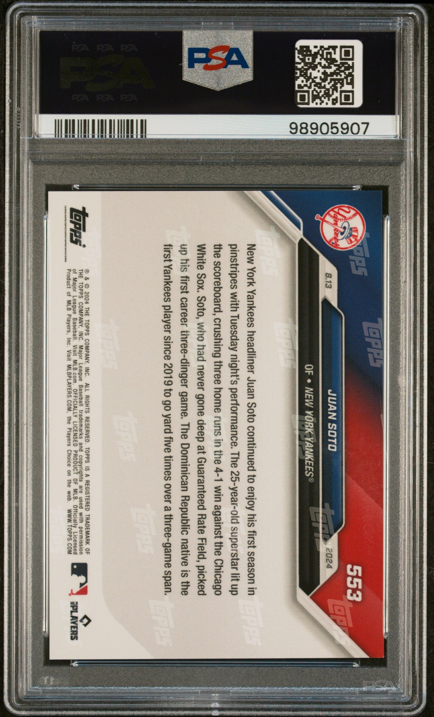 Juan Soto 2024 Topps Now #553 PSA 10