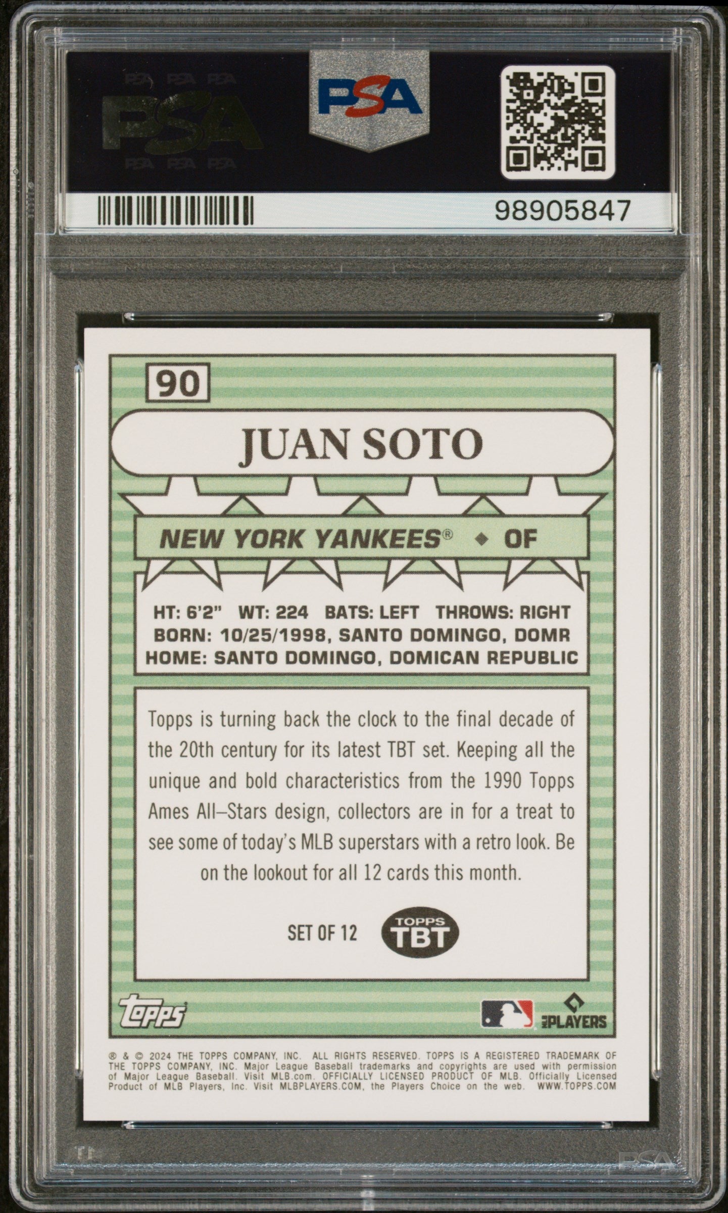 Juan Soto 2024 Topps Throwback Thursday #90 Limited Edition PSA 10