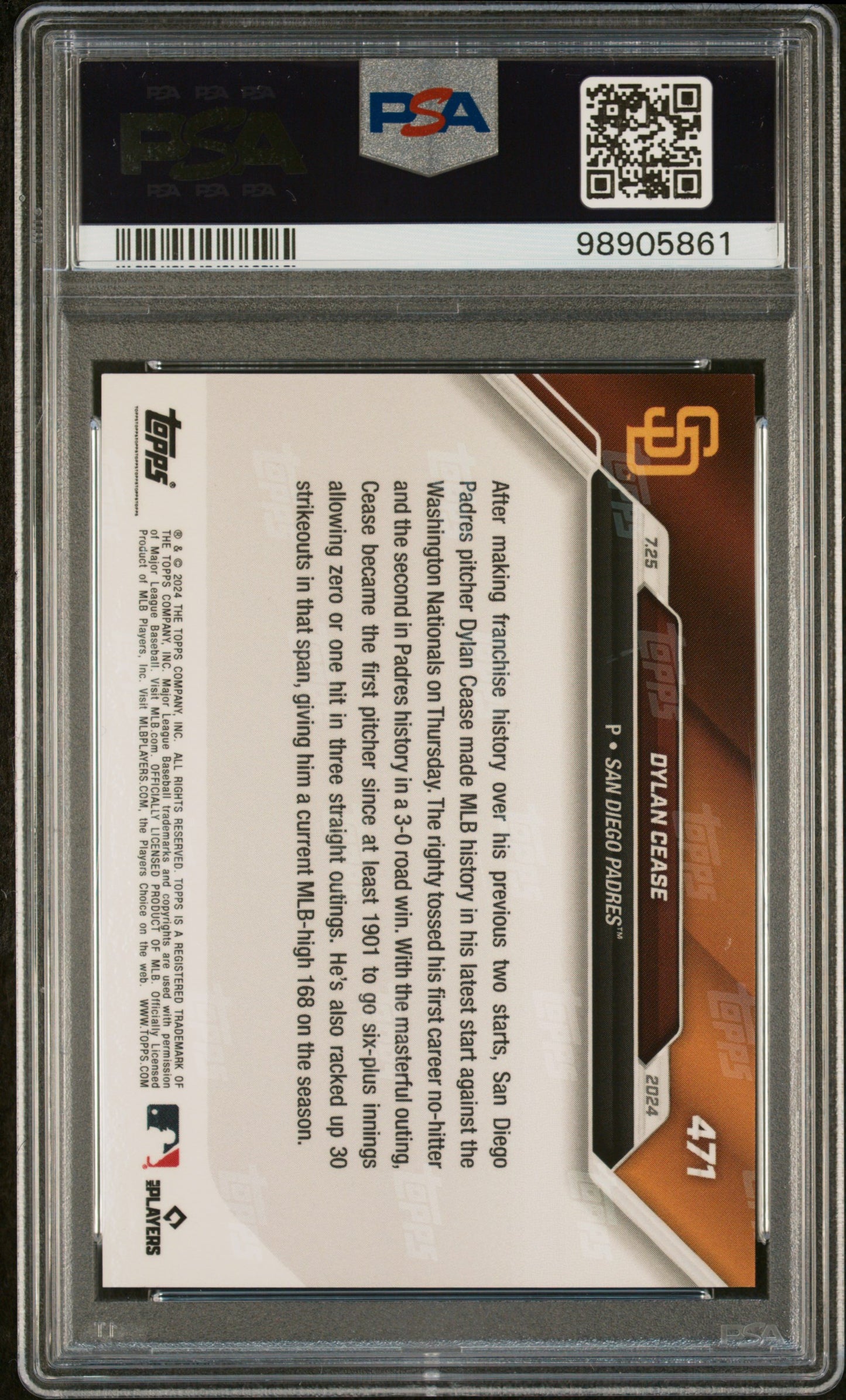 Dylan Cease 2024 Topps Now #471 PSA 10