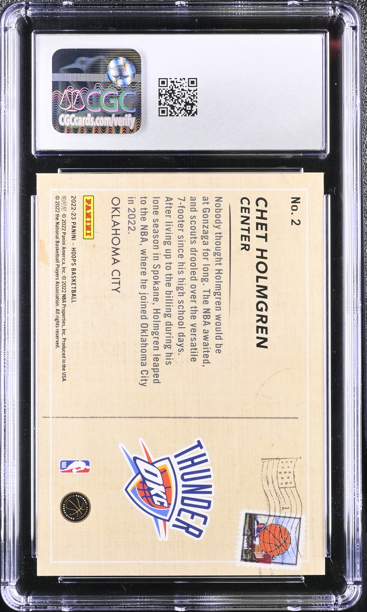 Chet Holmgren 2022-23 Panini Hoops #2 Rookie CGC 10