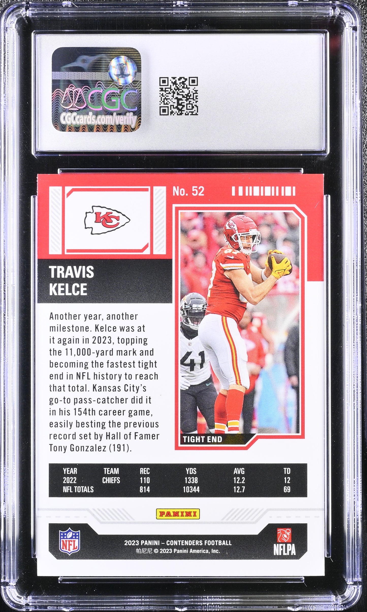 Travis Kelce 2023 Panini Contenders #52 CGC 8