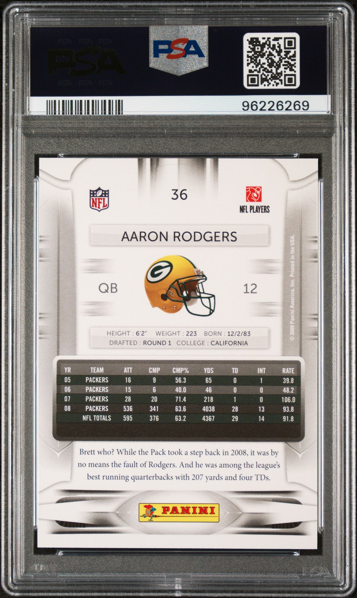 Aaron Rodgers 2009 Playoff Prestige #36 PSA 10