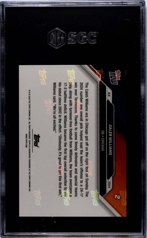 Caleb Williams 2024 Topps Now #2 Rookie SGC 10