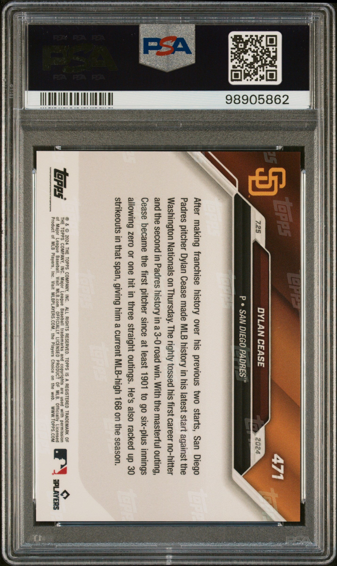 Dylan Cease 2024 Topps Now #471 PSA 10