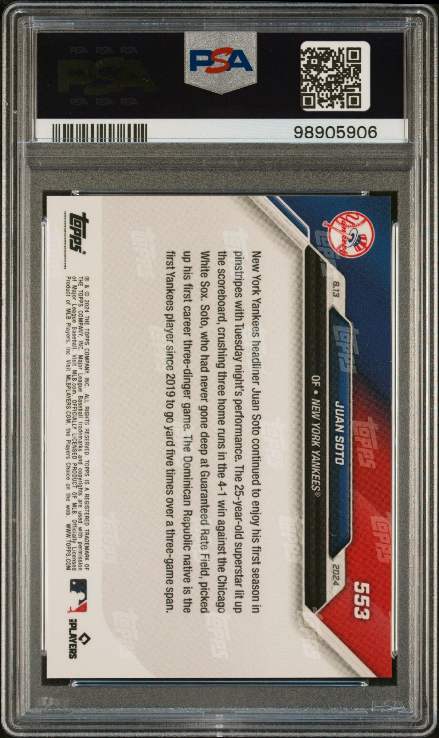 Juan Soto 2024 Topps Now #553 PSA 10