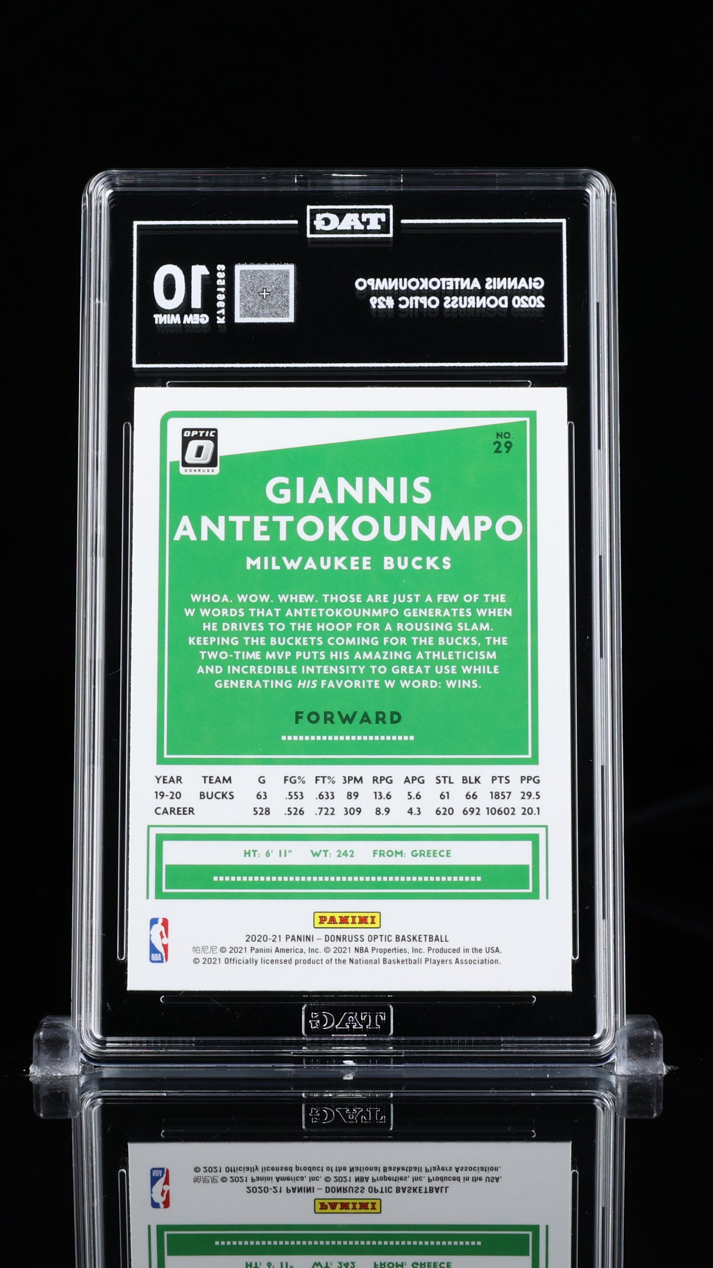 Giannis Antetokounmpo Donruss Optic #29 TAG 10