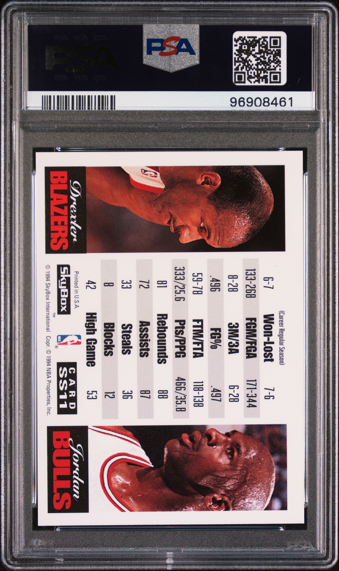 M. Jordan C. Drexler 1993 Skybox Premium Showdown Series #SS11 PSA 9