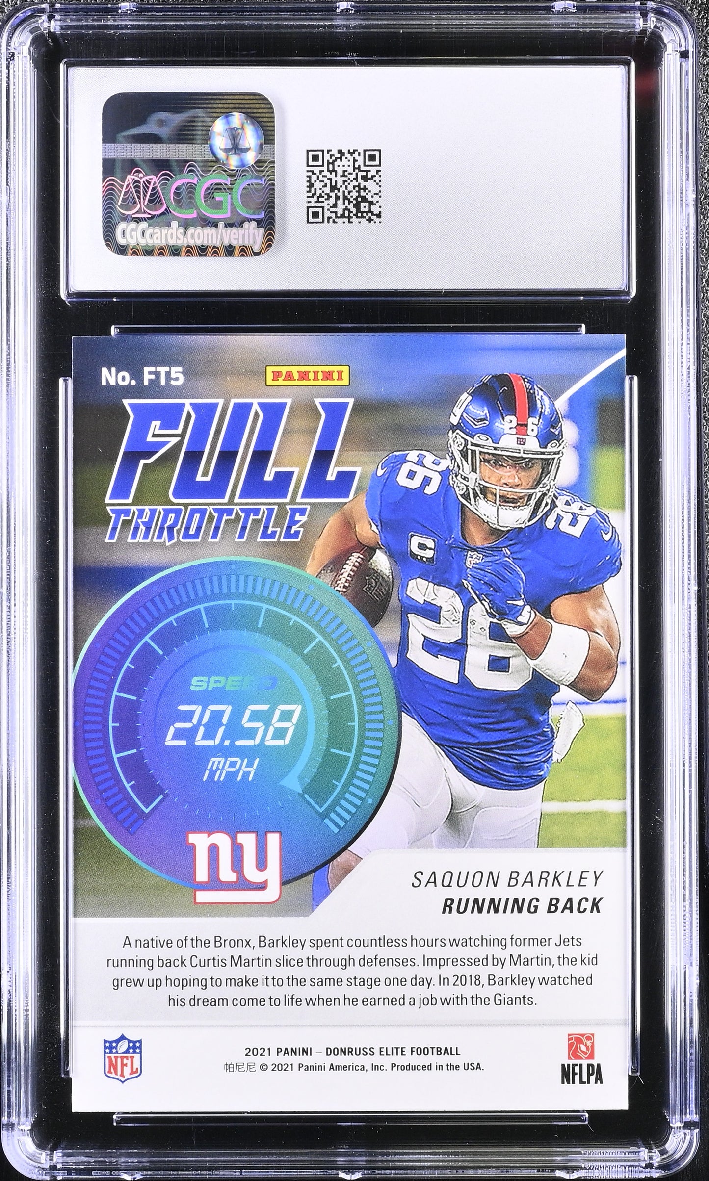 Saquon Barkley 2021 Donruss Elite #FT5 CGC 10