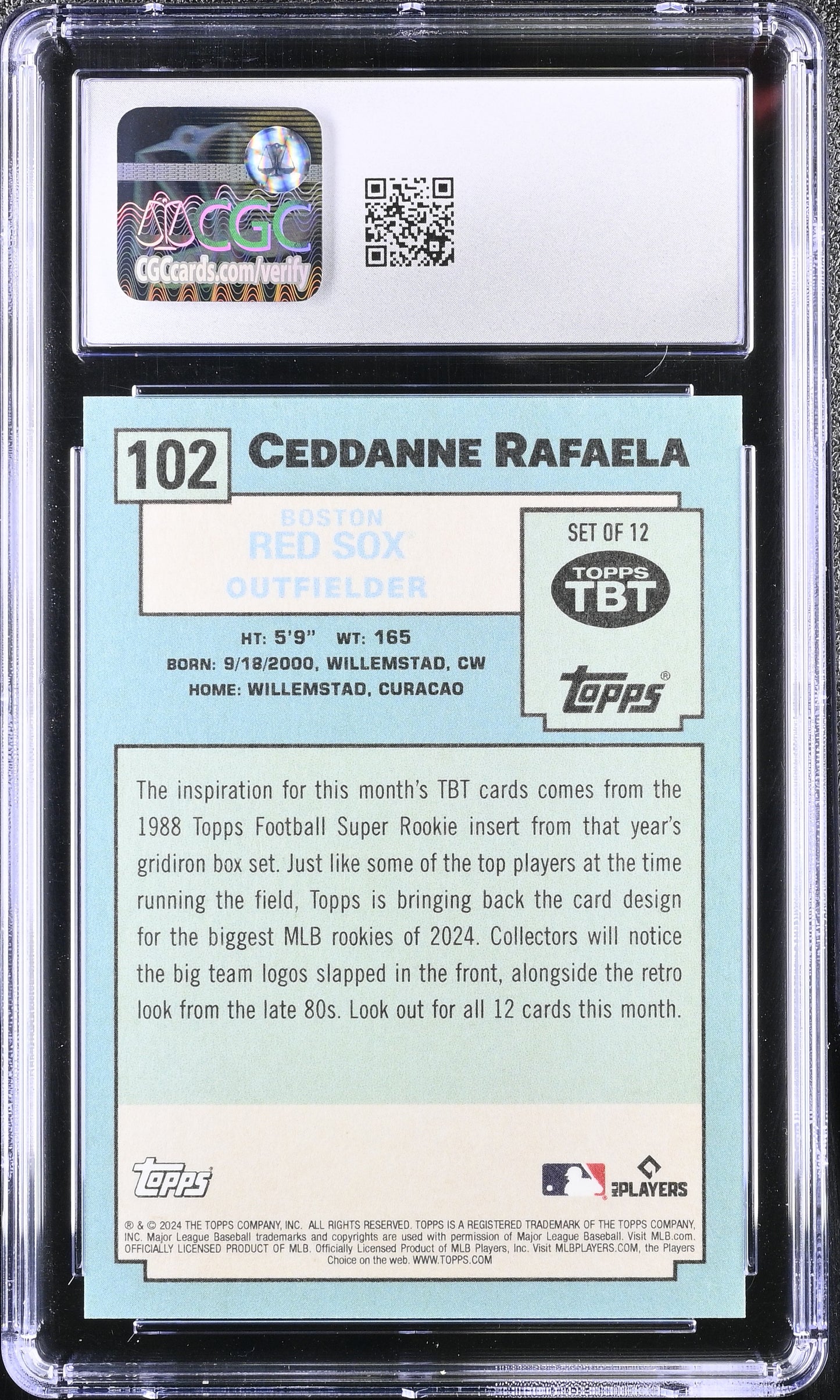 Ceddane Rafaela 2024 Topps Throwback Thursday #102 Rookie CGC 10