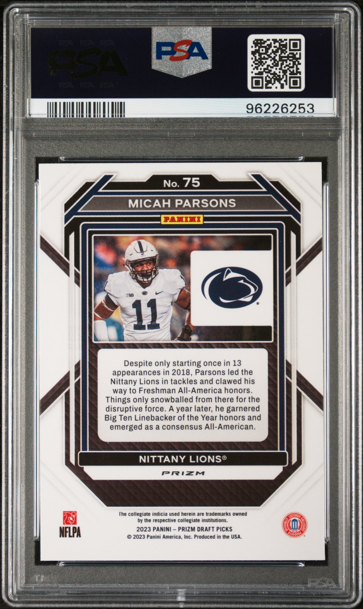 Micah Parsons 2023 Panini Prizm Draft Picks #75 PSA 10