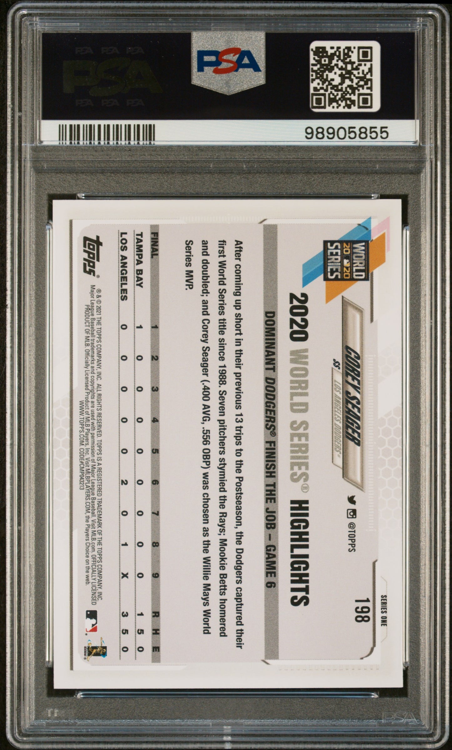 Corey Seager 2021 Topps #198 PSA 10