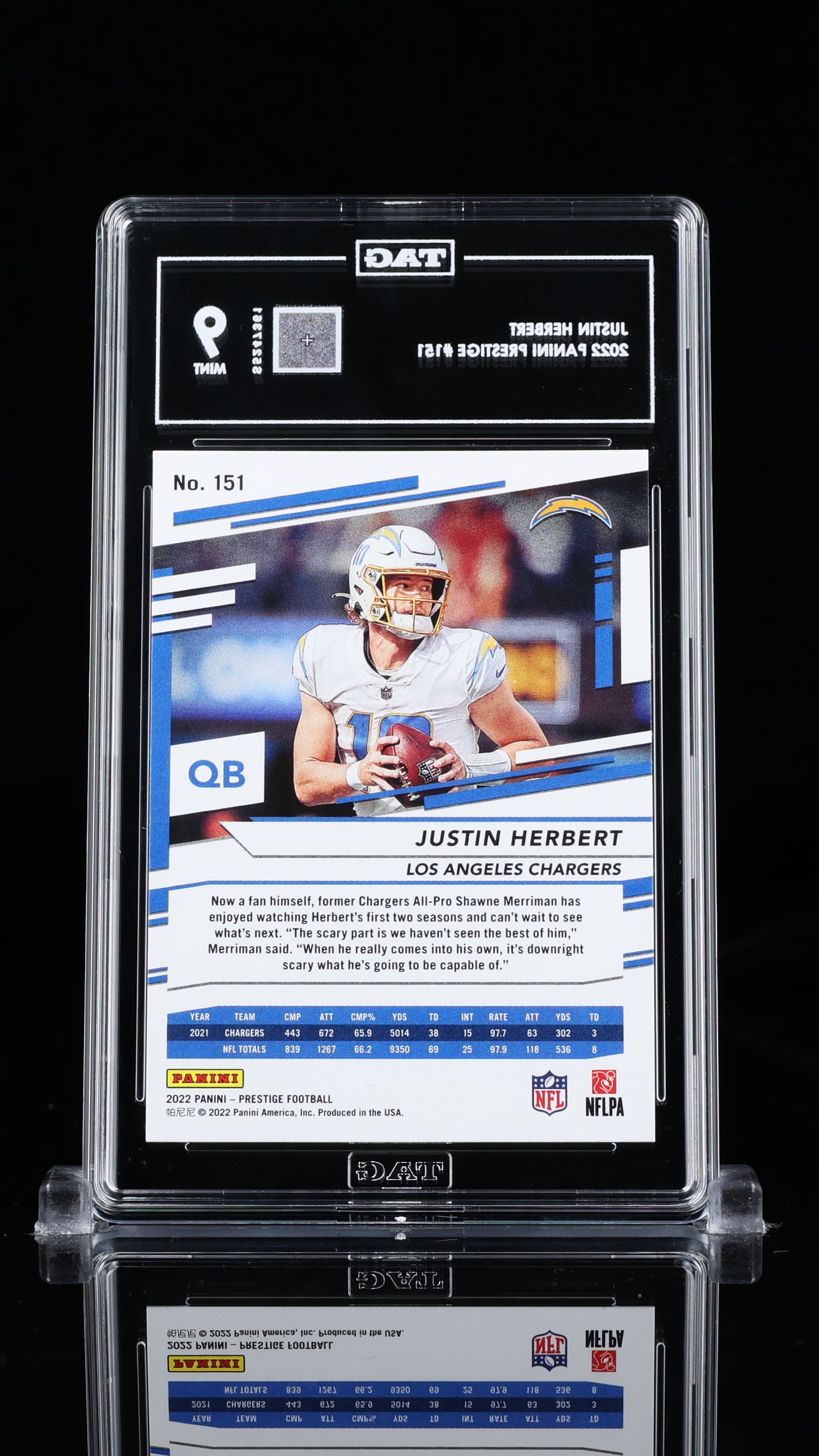 Justin Herbert Panini Prestige #151 TAG 9