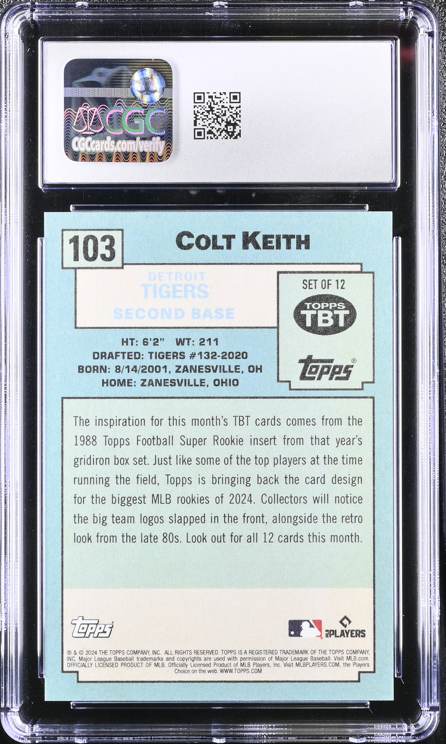 Colt Keith 2024 Topps Throwback Thursday #103 CGC 10