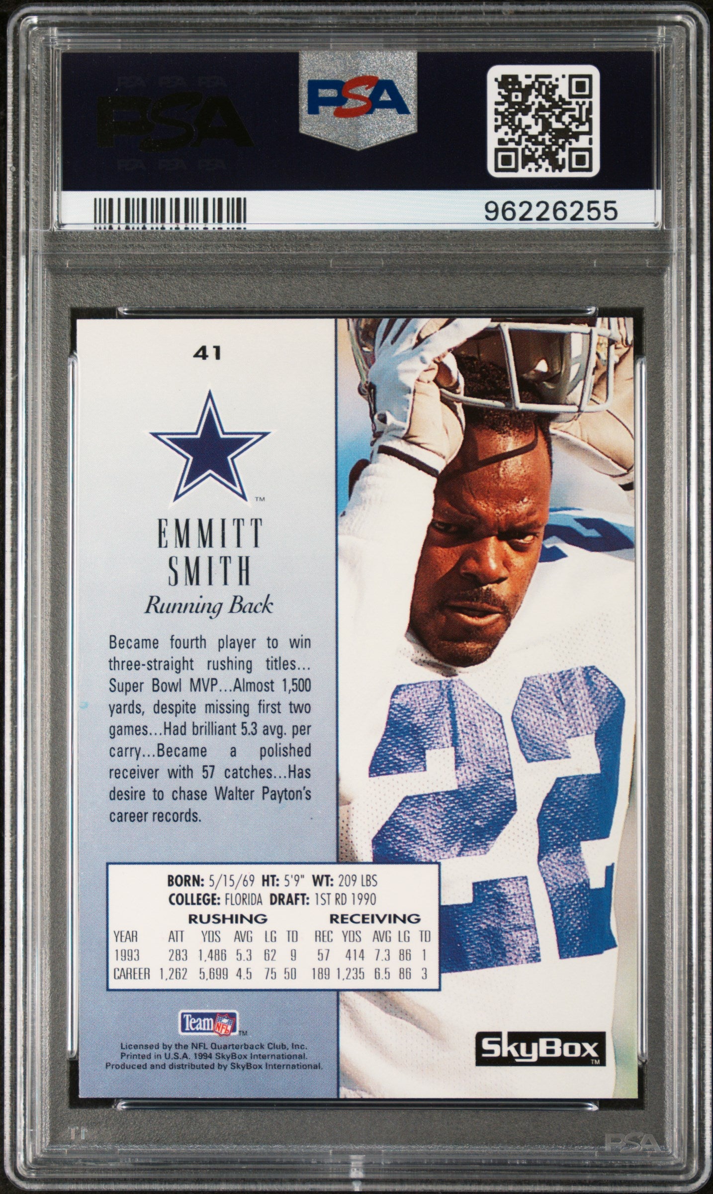 Emmitt Smith 1994 Skybox Premium #41 PSA 6