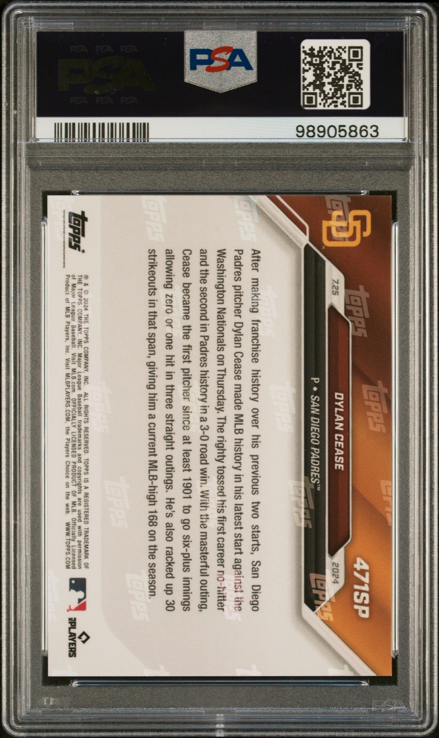 Dylan Cease 2024 Topps Now #471SP PSA 10