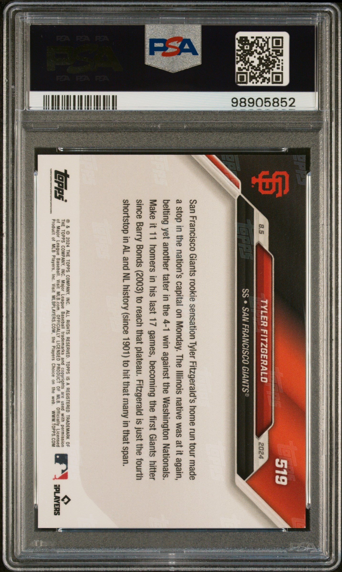 Tyler Fitzgerald 2024 Topps Now #519 Rookie PSA 10