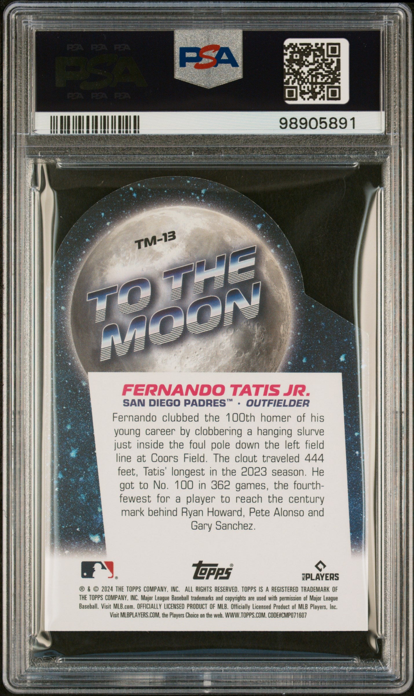 Fernando Tatis JR. 2024 Topps BL To The Moon Die-Cuts #TM13 Insert PSA 10