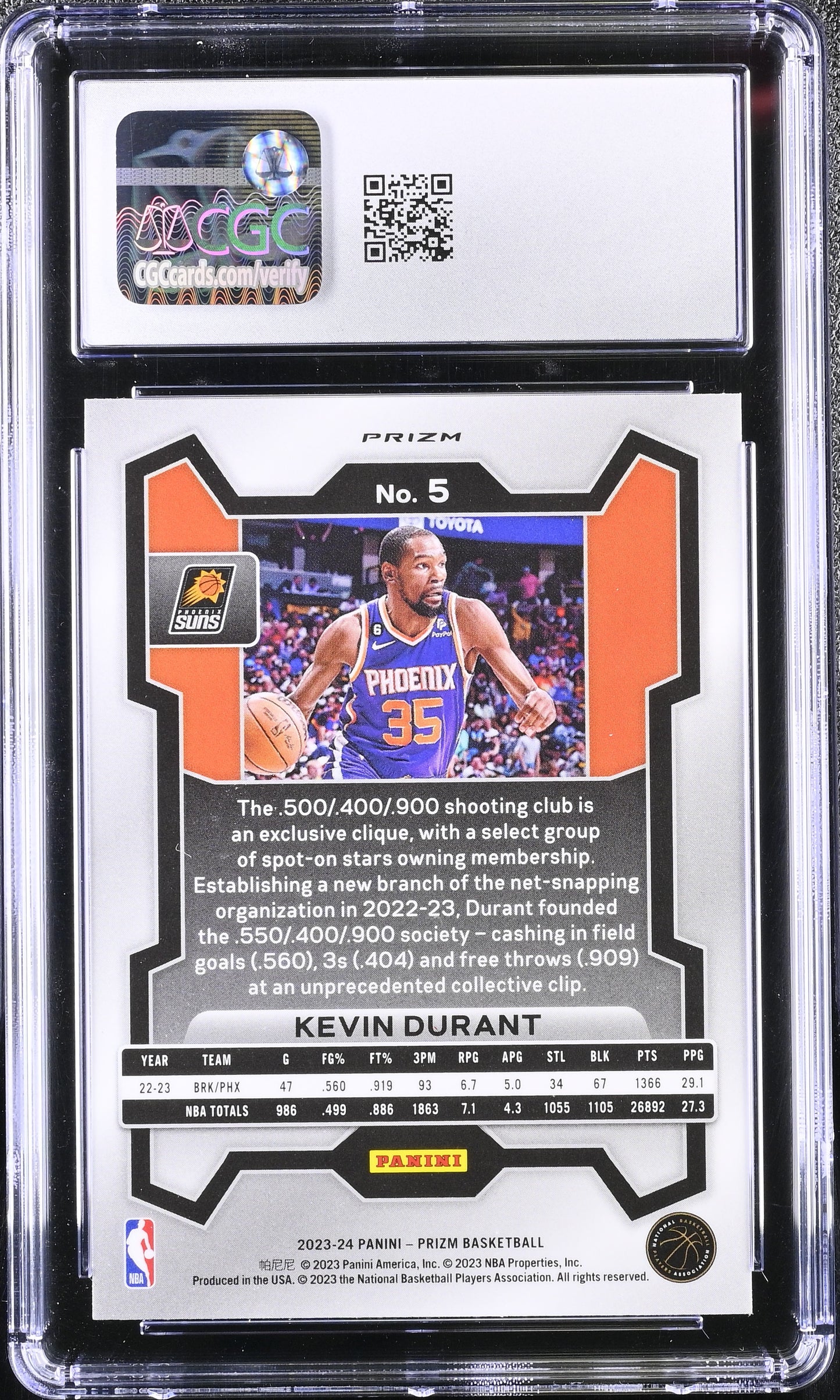 Kevin Durant 2023-24 Panini Prizm #5 CGC 10