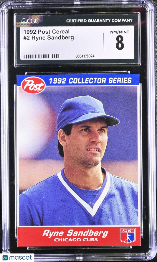 Ryne Sandberg 1992 Post Cereal #2 CGC 8