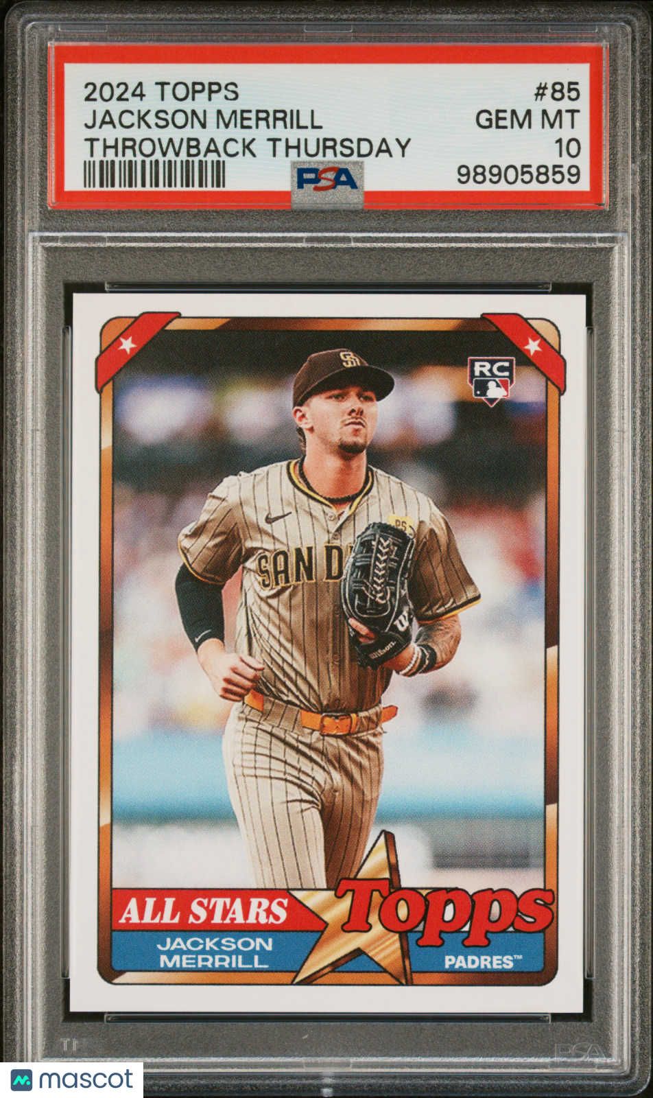 Jackson Merrill 2024 Topps Throwback Thursday #85 Rookie PSA 10