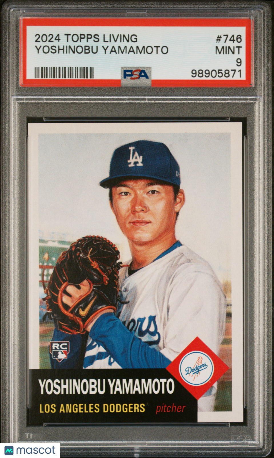 Yoshinobu Yamamoto 2024 Topps Living #746 Rookie PSA 9