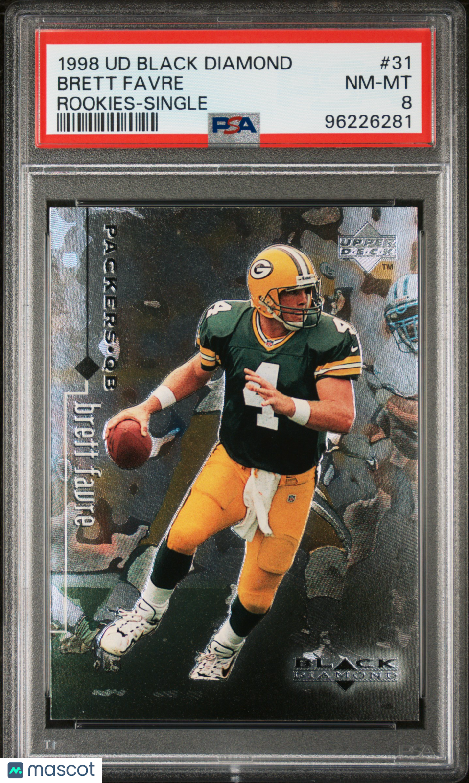 Brett Favre 1998 Upper Deck Black Diamond Rookies #31 PSA 8