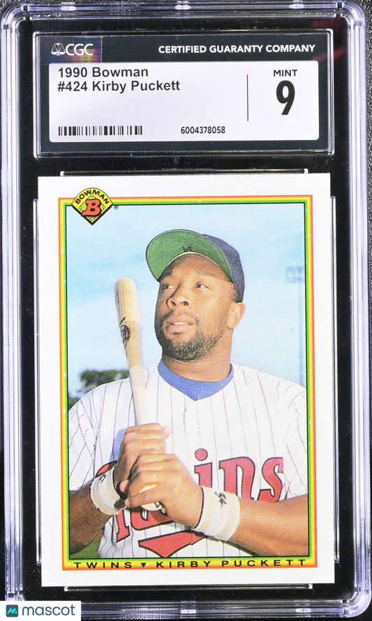 Kirby Puckett 1990 Bowman #424 CGC 9