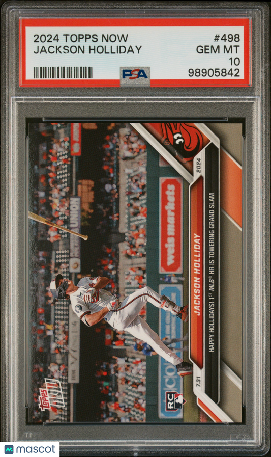 Jackson Holliday 2024 Topps Now #498 Rookie PSA 10