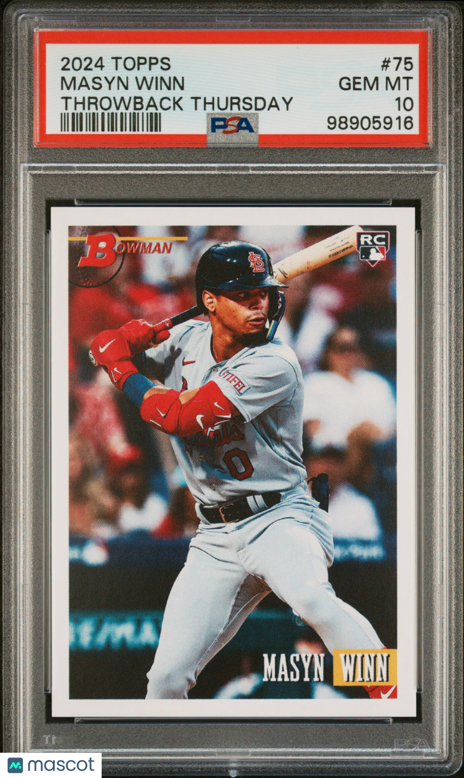 Masyn Winn 2024 Topps Throwback Thursday #75 Rookie PSA 10