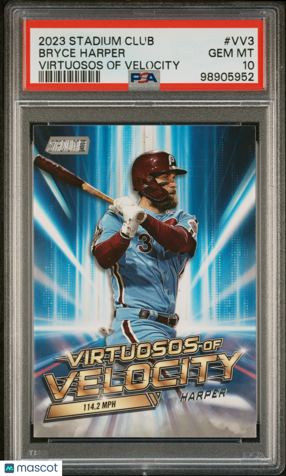 Bryce Harper 2023 Topps Stadium Club Virtuosos Of Velocity #VV3 PSA 10