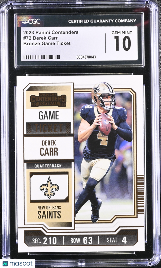 Derek Carr 2023 Panini Contenders #72 CGC 10