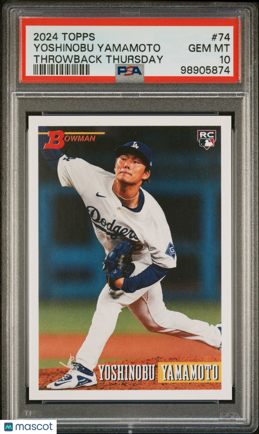 Yoshinobu Yamamoto 2024 Topps Throwback Thursday #74 Rookie PSA 10