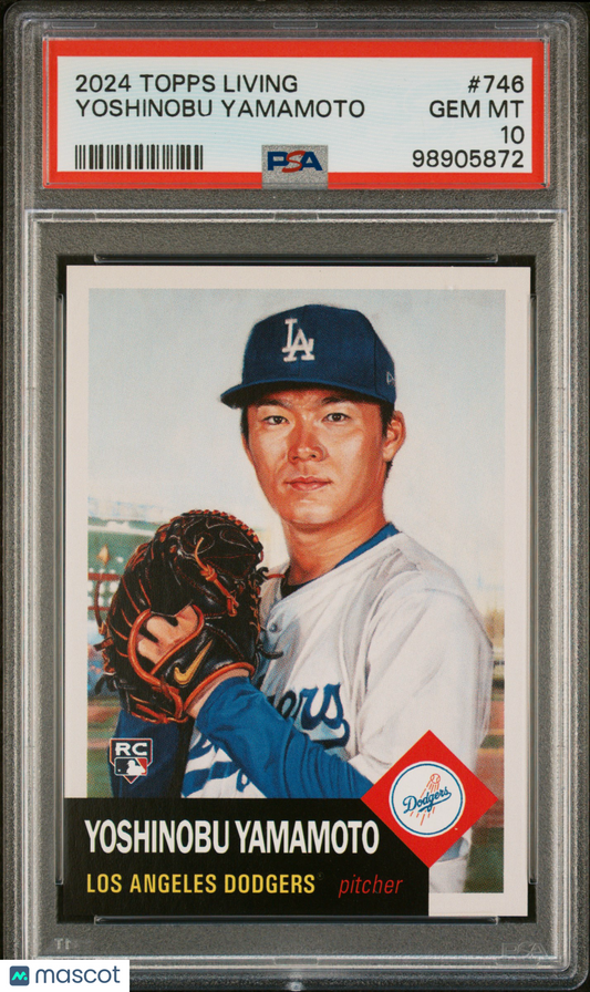 Yoshinobu Yamamoto 2024 Topps Living #746 Rookie PSA 10