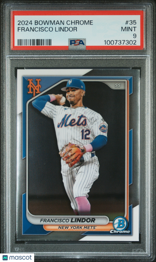 Francisco Lindor 2024 Bowman Chrome #35 PSA 9