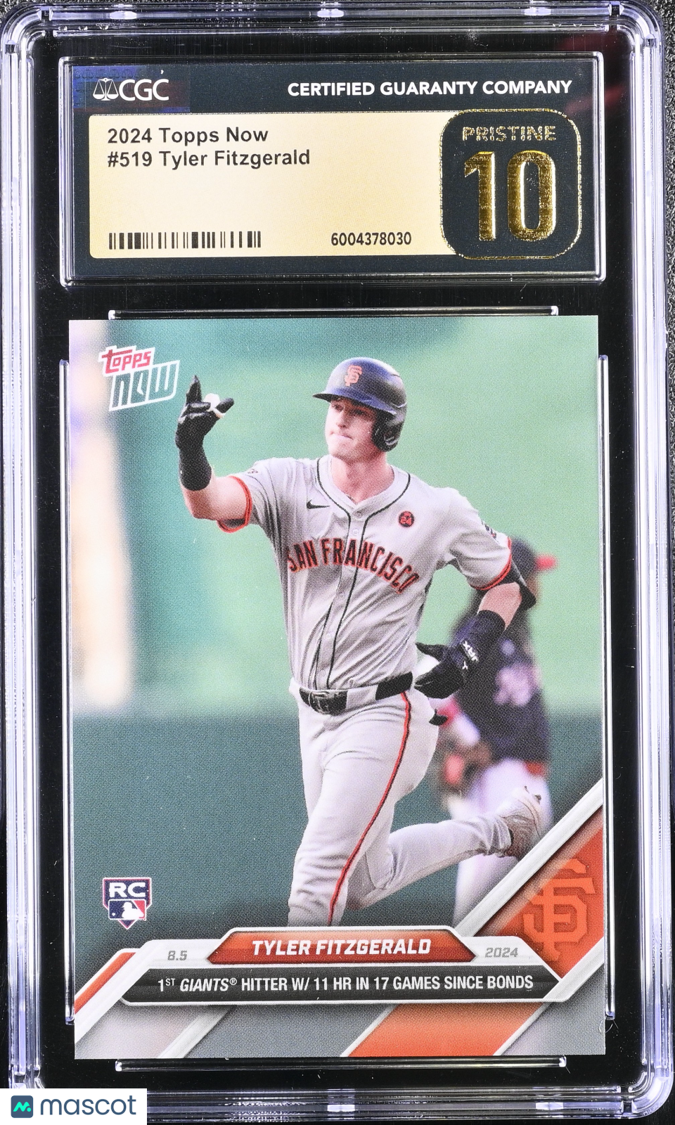 Tyler Fitzgerald 2024 Topps Now #519 Rookie Gold Label Pristine CGC 10